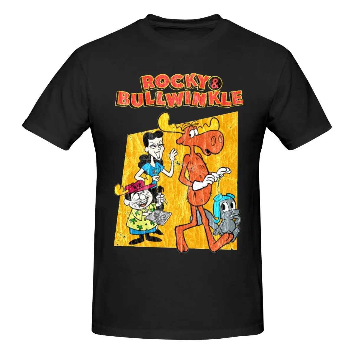 

Men's The Adventures Of Rocky And Bullwinkle T Shirts Rocky And Bullwinkle With Friends Pure Cotton Short Sleeve T-Shirt