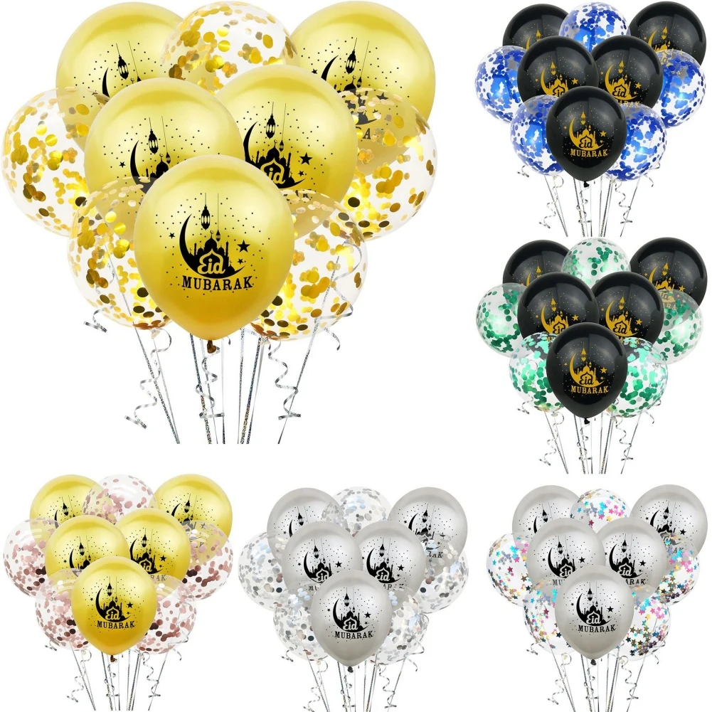 

10 Pcs Eid Mubarak Balloons Confetti Balloons Islamic New Year Decor Happy Ramadan Muslim Festival Decoration Ramadan Supplies