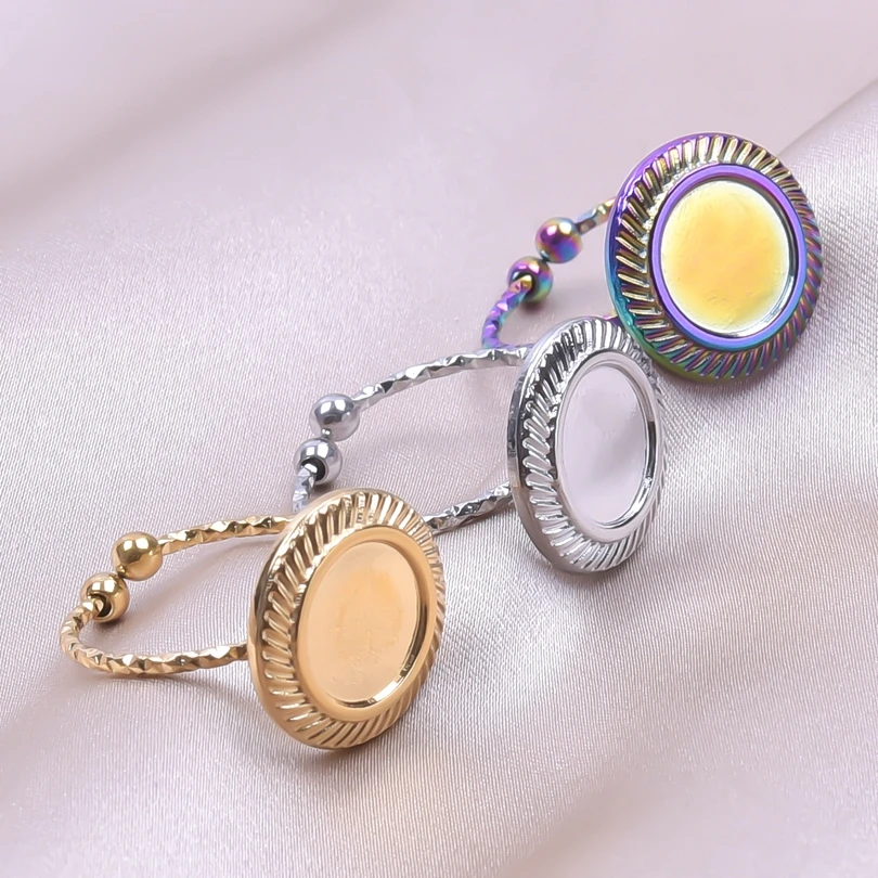 

Stainless Steel Geometric Round Twist Ring For Women Men Adjustable Open Finger Ring Elegant Trendy Vintage Jewelry Gift Anillos