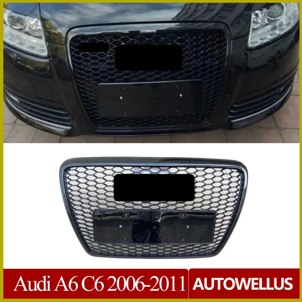 

Полностью черный или полностью покрытый решетчатый гриль для переднего бампера для Audi A6 C6 2006-2011
