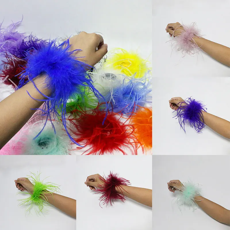 

Natural Ostrich Feather Wrist Cuffs Women Hair Accessories Furry Bracelets Fashion Luxury Feather Anklets For Women Cuff