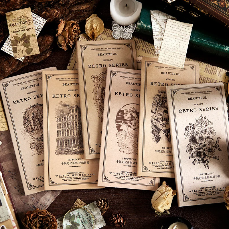 

80 Sheets Memo paper retro newspaper background DIY material paper collage book writing paper 6 Models