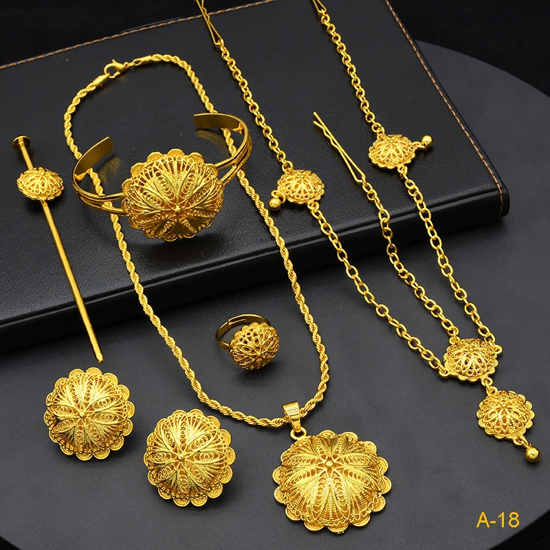 Новый позолоченный набор украшений ANIID в форме эфиопского цветка из 6 предметов