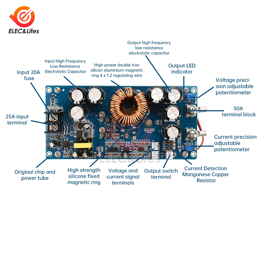 DC-DC понижающий преобразователь постоянного напряжения и тока модуль 20 В-70 В в