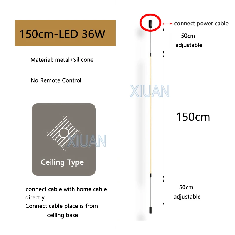 

Напольный торшер XIUAN черный/белый 120/150/180 см