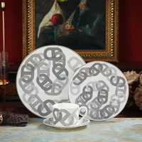 new bone china tableware household plate and bowl set european court luxury modern western tableware set