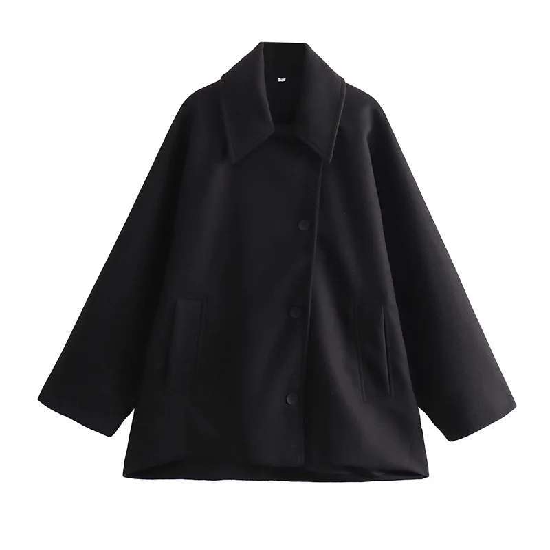 Женская однобортная куртка осенне-зимняя модная однотонная свободная