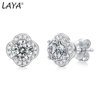 laya s925 sterling silver 0 5ct shining moissanite french style stud earrings for women bride wedding fine jewelry 2022 trend
