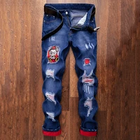 male straight casual designer mens pants hip hop calca jeans for men fashion ripped denim trousers biker high quality
