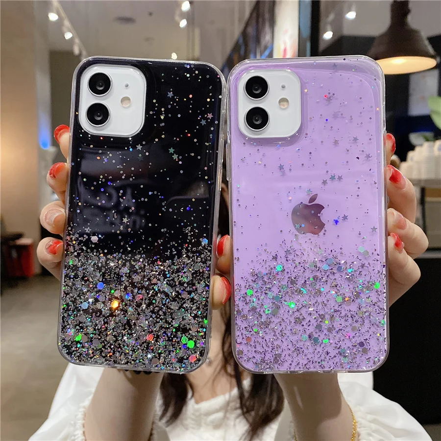 

Gradient Color Glitter Sequins Phone Case For Vivo IQOO 5 7 Z5 S5 6 7 9E 10 12 Y21S Silicone Case For Vivo Y20A Y20T Y33S Y20SG