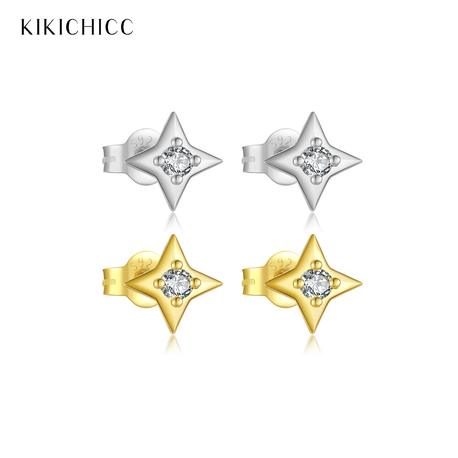 Женские серьги-гвоздики KIKICHICC из стерлингового серебра 925 пробы со звездой и