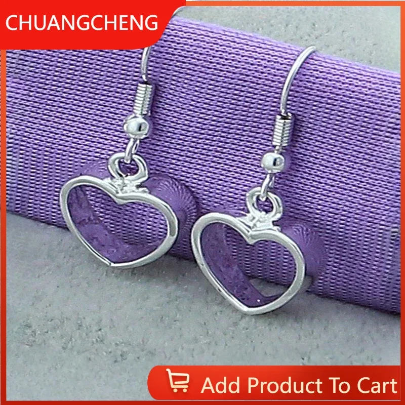 

CHUANGCHENG 925 Sterling Silver Thick Heart Stud Earrings for Women Wedding Party Gift Accessories Fashion Jewelry