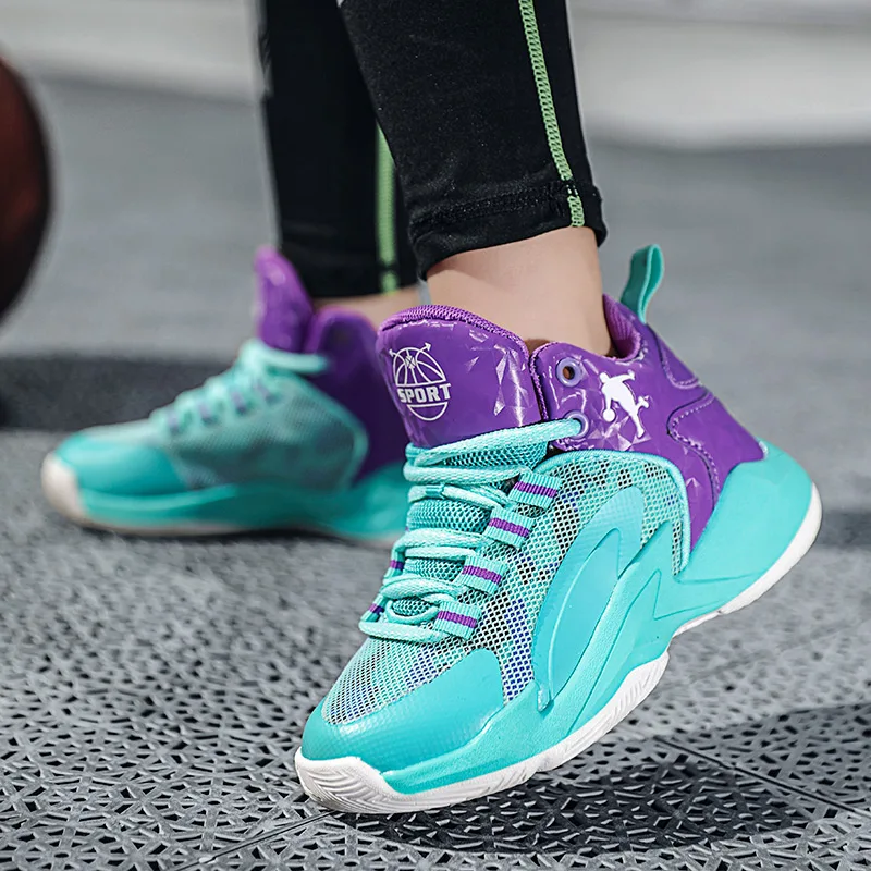 Big Size 30-45 Summer Mesh Breathable Basketball Shoes Boy Girl Wear Resistance Children's Sneakers Comfortable Kid Sports Shoes