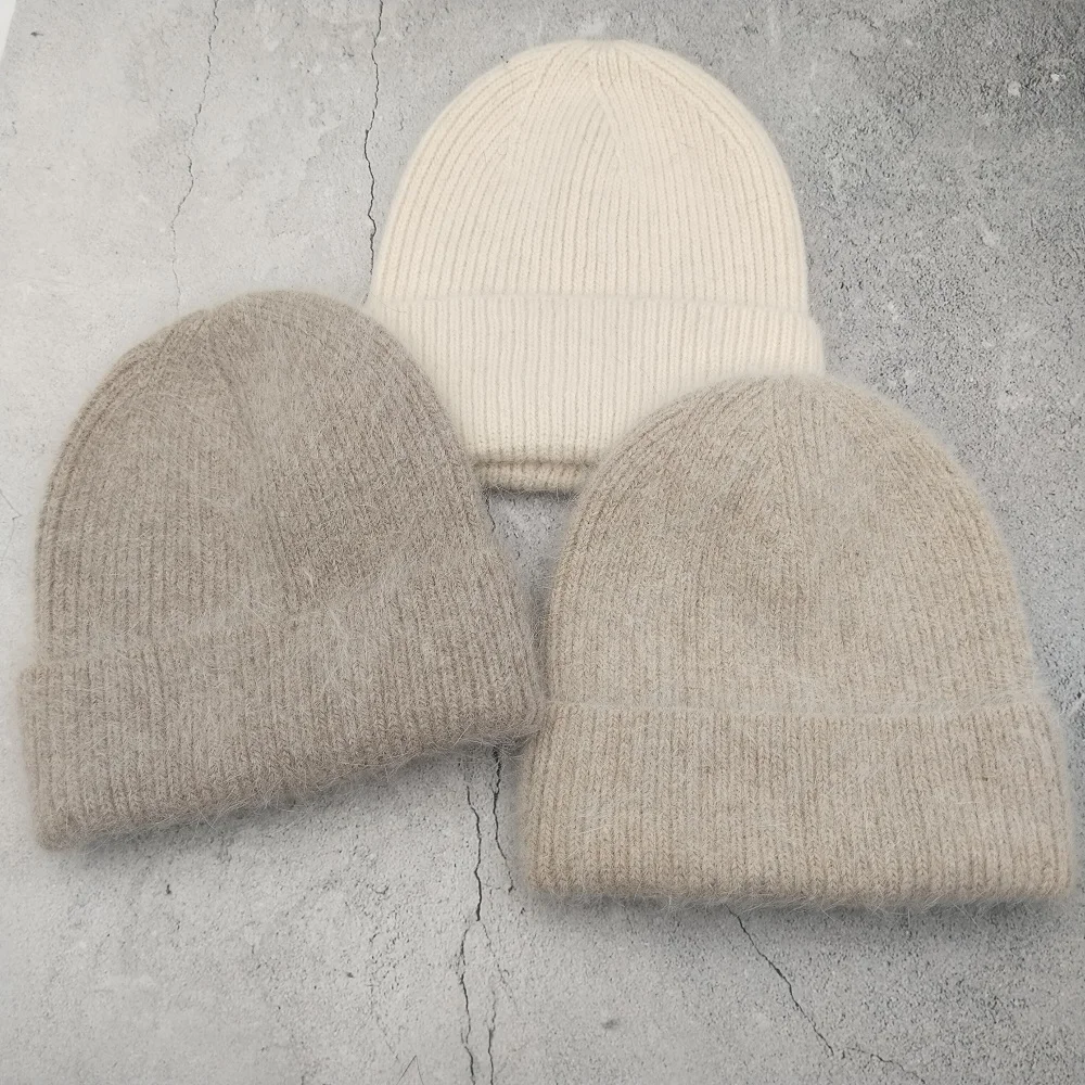 

Вязаная шапка из кроличьего меха женская разноцветная осенне-зимняя вязаная шапка универсальная теплая шапка для защиты ушей