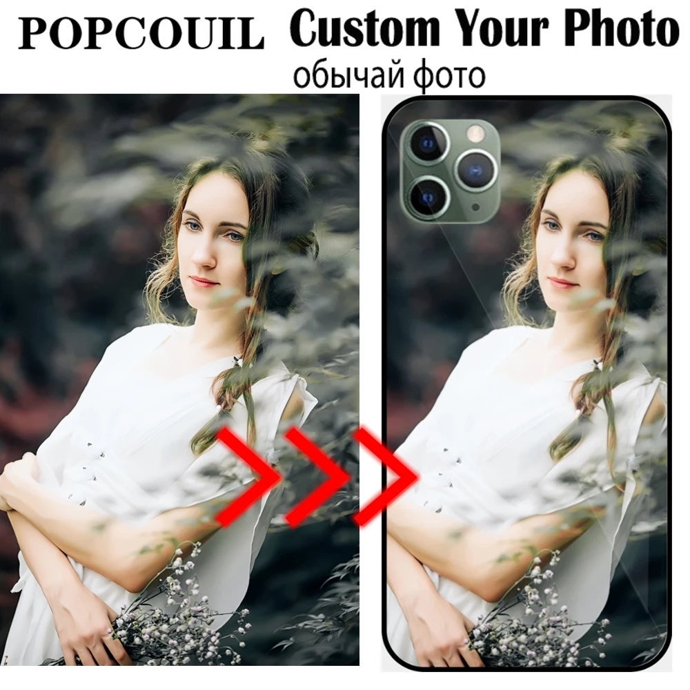 

Custom Personalized Glass Phone Case For IPhone 13 12 6SP 7 8 Plus X 11 Pro XS MAX XR Cover Customized Design Picture Name Photo