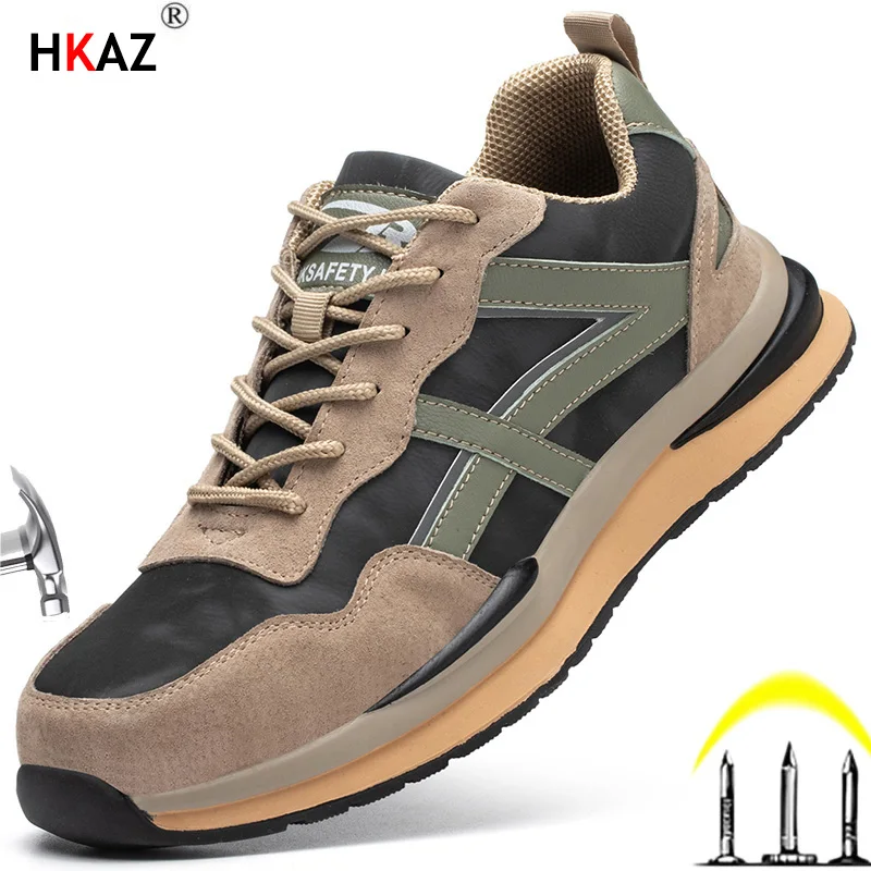 

HKAZ New Sport Style Wear-resistant Indestructible Anti-puncture Safety Shoes Men Boots Protective Work Boots Non-slip LBX669