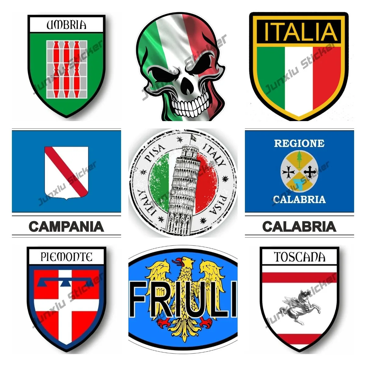 Голографическая Виниловая наклейка с итальянским флагом, наклейка с изображением итальянской башни Пизы, патриотический городской флаг, защитные аксессуары для автомобиля