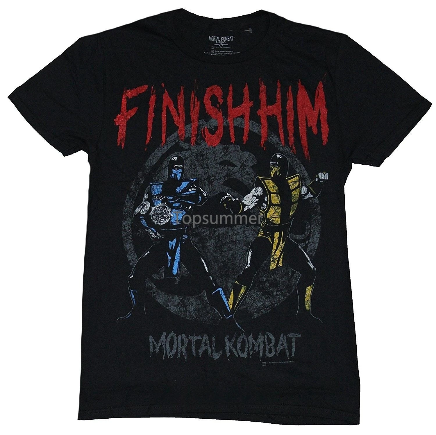 

Mortal Kombat Finish Him Old School Sub Zero Vs Scorpion Image Mens T-Shirt