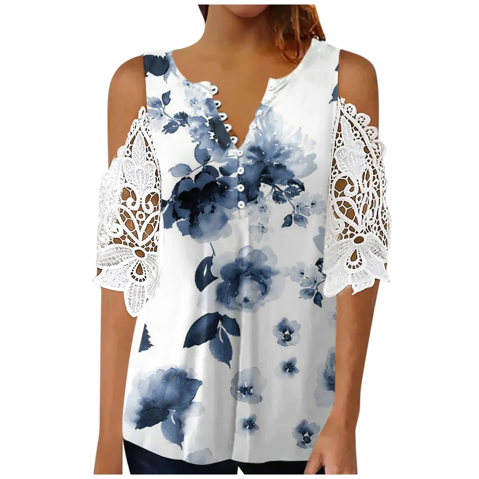 

Женский летний Повседневный Топ с V-образным вырезом и пуговицами