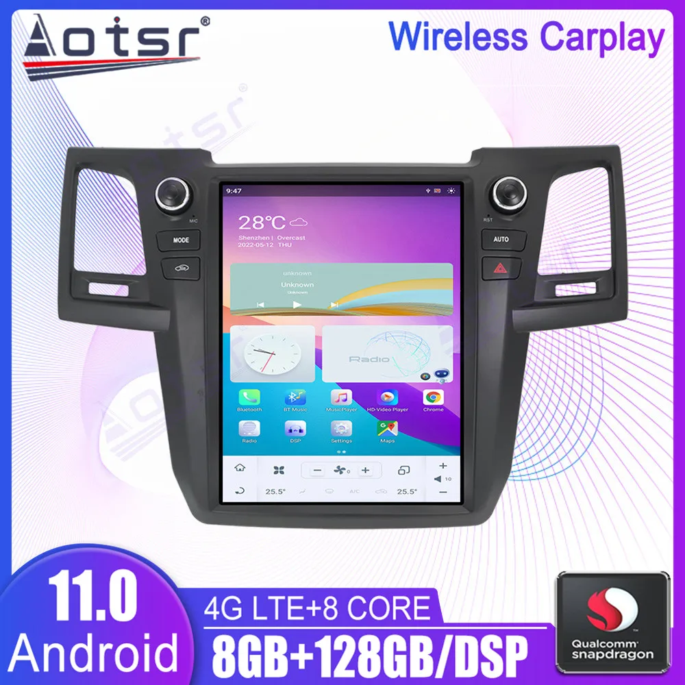 

Автомобильный мультимедийный радиоплеер Android стерео для Toyota Fortuner Hilux 2007 - 2015 GPS Navi головное устройство Qualcomm Snapdragon Carplay