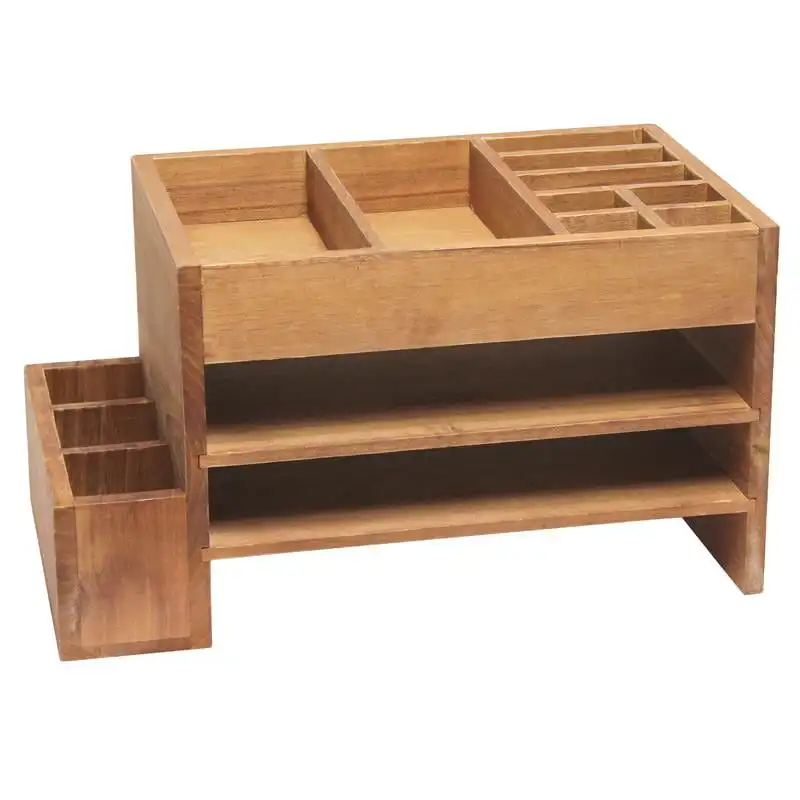 

Elegant Designs Desk Organizer with Storage Cubbies Natural Wood