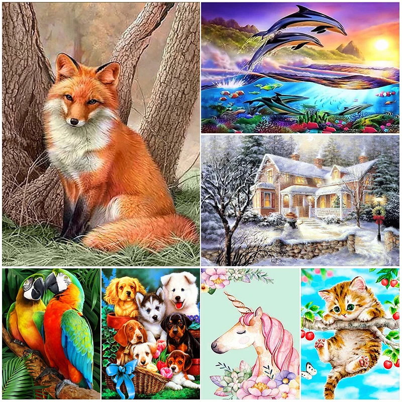 

Алмазная 5D живопись «сделай сам», мозаика с изображением животных, лисы, собаки, кошки, полная круглая вышивка, вышивка крестиком, ручная работа, домашний декор, подарки