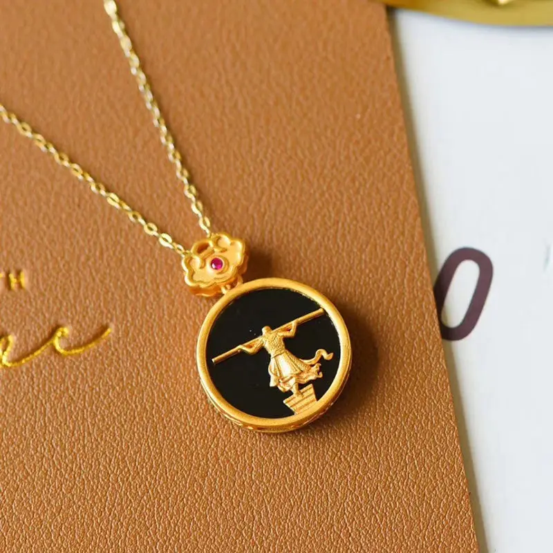 (Hetian) нефрита Тянь Ц темно и Нефритовой подвеской для женщин Круглый китайский