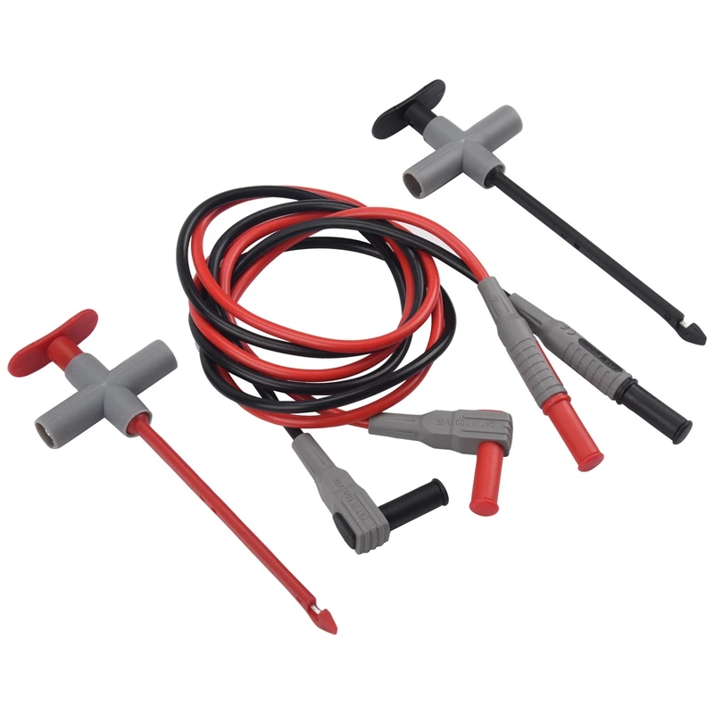 

2PCS Multimeter Test Leads 4Mm Banana Plug Male To Male With Puncture Probes Wire-Piercing Test Clip Tool