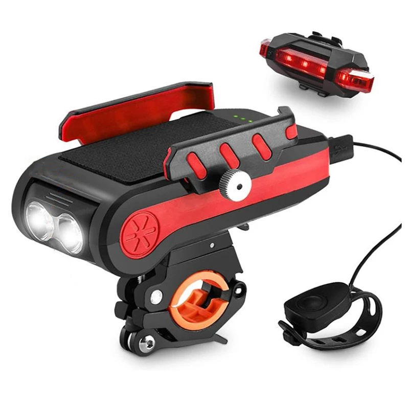 

4 In 1 Bike Lights With Double Super Bright T6 Lamp,1100 Lumen,4000Mah,For Mountain Bike,Road Bike,Dirt Bike & Trek Bike