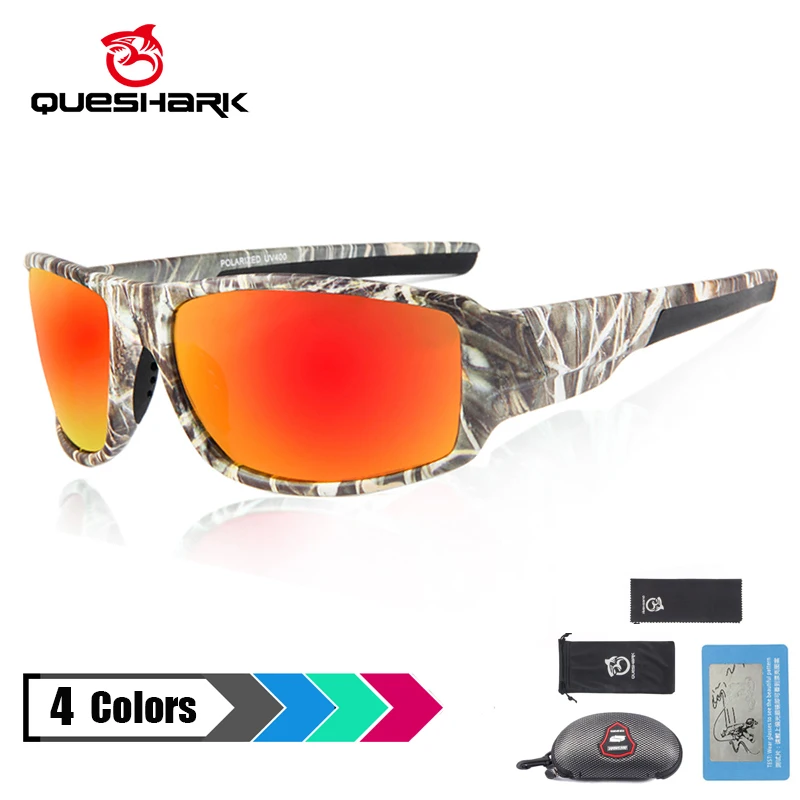 

QUESHARK мужские и женские мужские HD поляризованные камуфляжные велосипедные очки спортивные солнцезащитные очки UV400 антибликовые TR90 оправа в...
