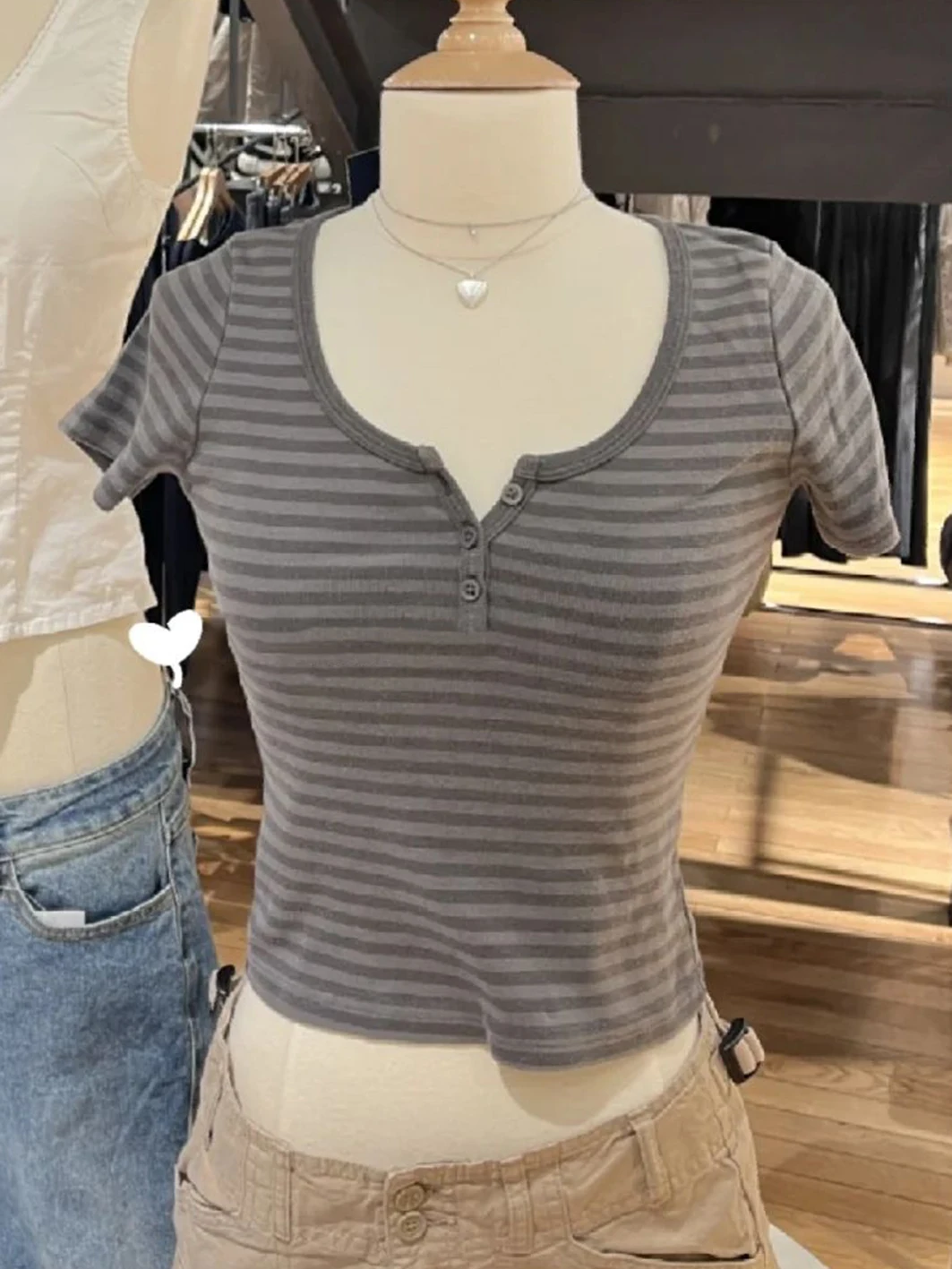 Винтажная полосатая футболка с коротким рукавом летняя из мягкого хлопка