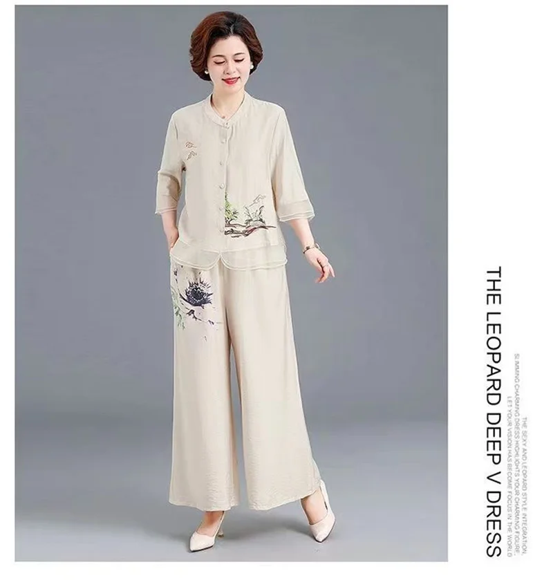 Новинка лета 2024 женская одежда из хлопка и конопли в стиле ретро комплект двух