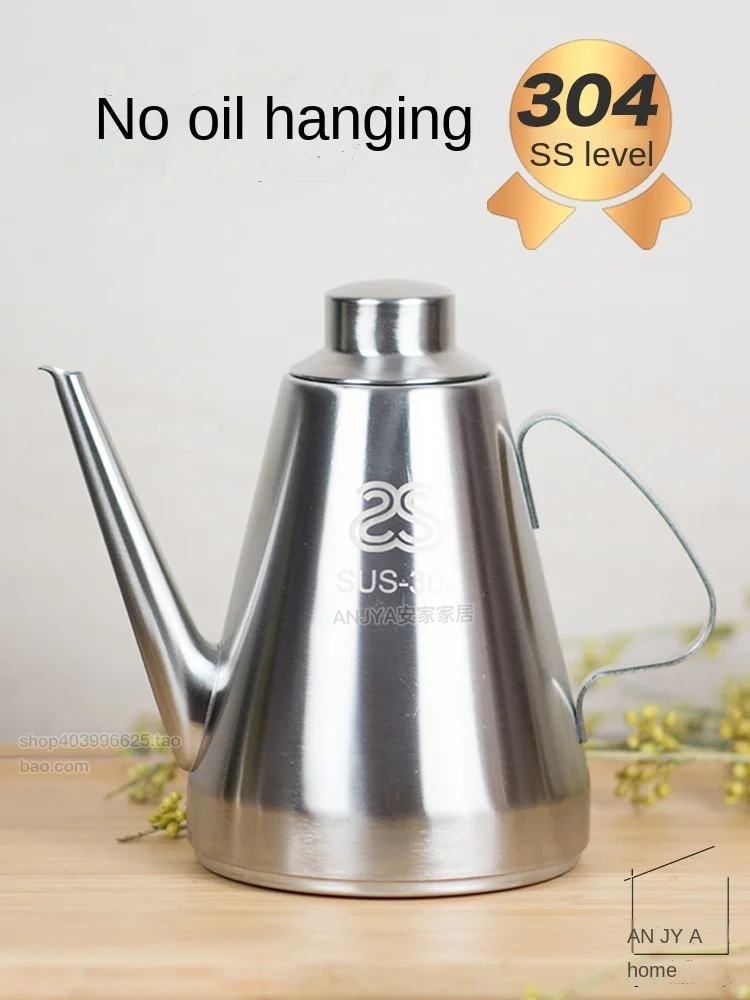 

304 Stainless Steel er Long Mouth Non-Hanging Bottle Household Oil Storage Large Capacity Seasoning Pot Kitchen