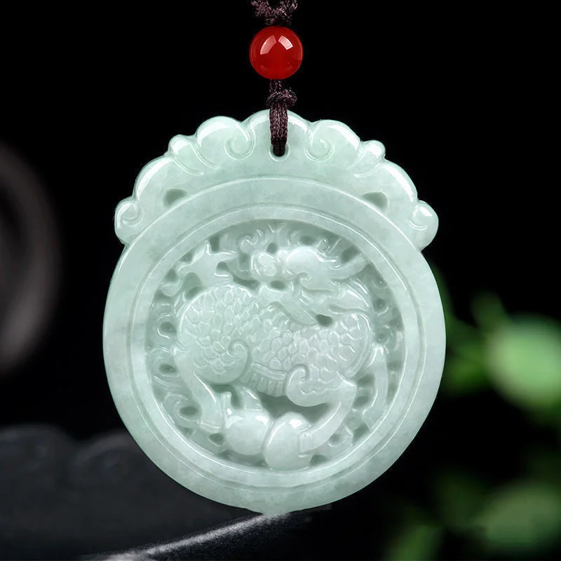 

Mai Chuang/Hand Carved /Jade Lucky Kirin Brand Emerald Necklace Pendant Fashion Jewelry Accessories Men Women Couple Gift Amulet