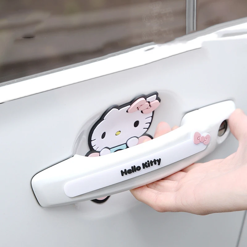 

Anime Sanrio Car Door Bumper Stickers Hello Kittys Accessories Cute Kawaii Car Door Handle Protection Decoration Toys Girls Gift