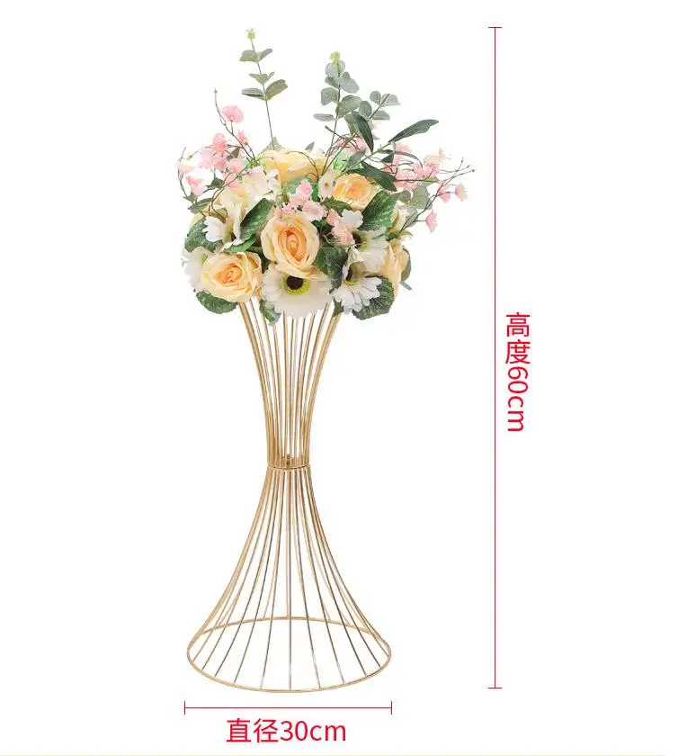 

10PCS 60CM high Flower Vases Gold Flower Stands Metal Road Lead Wedding Centerpiece Flowers Rack For Event Party Decoration