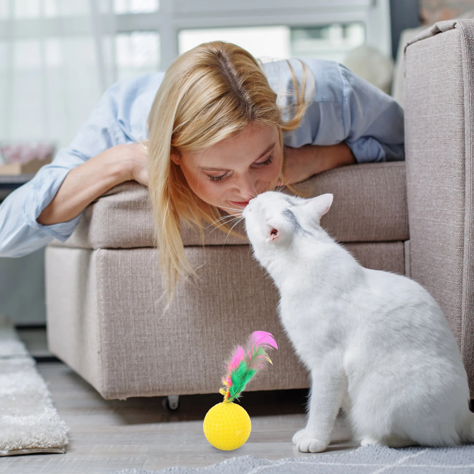 

24pcs Funny Cat Toys Ball Toys Cat Teasing Toy Pet Sounding Supplies for Home Shop Assorted Color Accessories