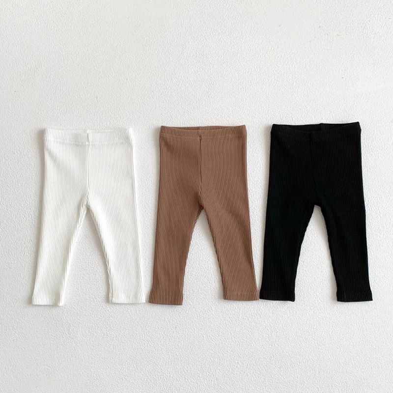 

0-24M Infant Solid Tights Cotton Casual Pit Stripes Threaded Baby Long Pants Toddler Girl Trousers Baby Clothing