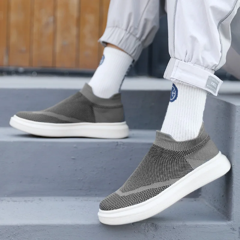 Men Women Walking Shoes Thick Sole Sock Sneakers Comfortable Unisex Knitted Loafers Slip on Athletic Sports Shoes