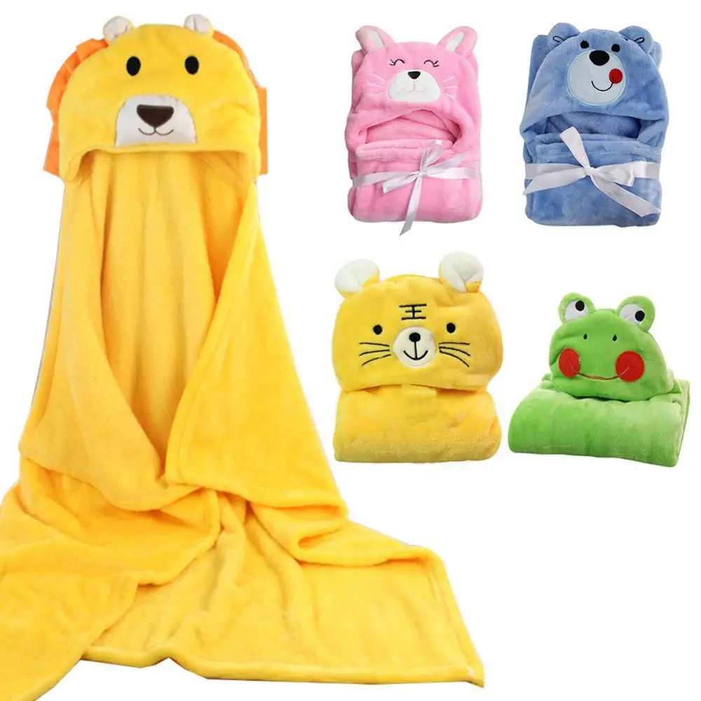 Soft Infant Baby Bath Towel Cute Flannel Baby Hooded Bathrobe Newborn Baby Woolen Blanket Bath Towels Children Towels