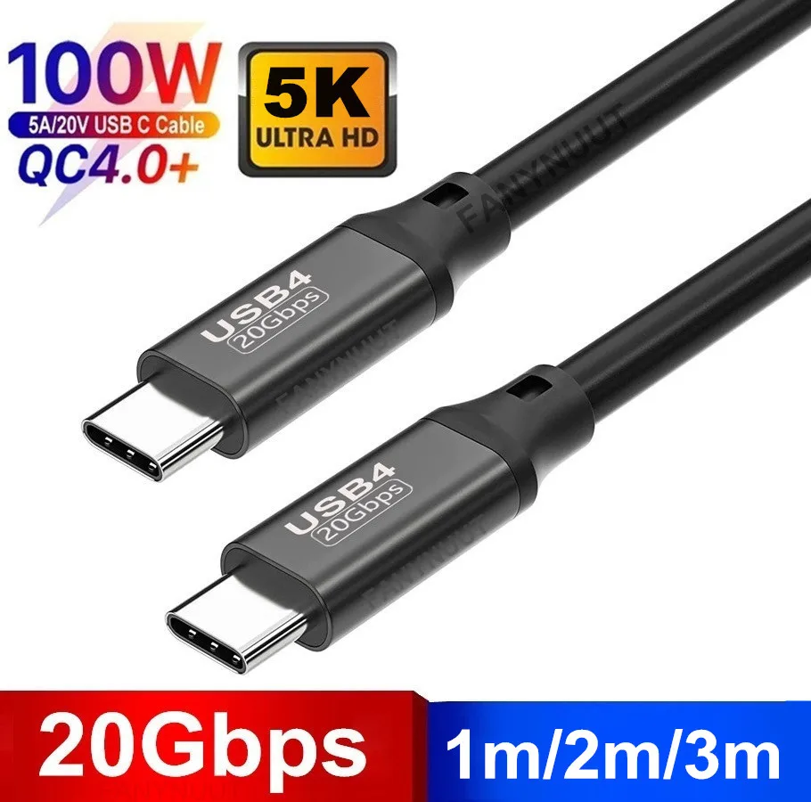 Кабель USB 4 20 Гбит/с 4K 5K 60 Гц USB4 кабель Type C PD 100 Вт сертифицированный для