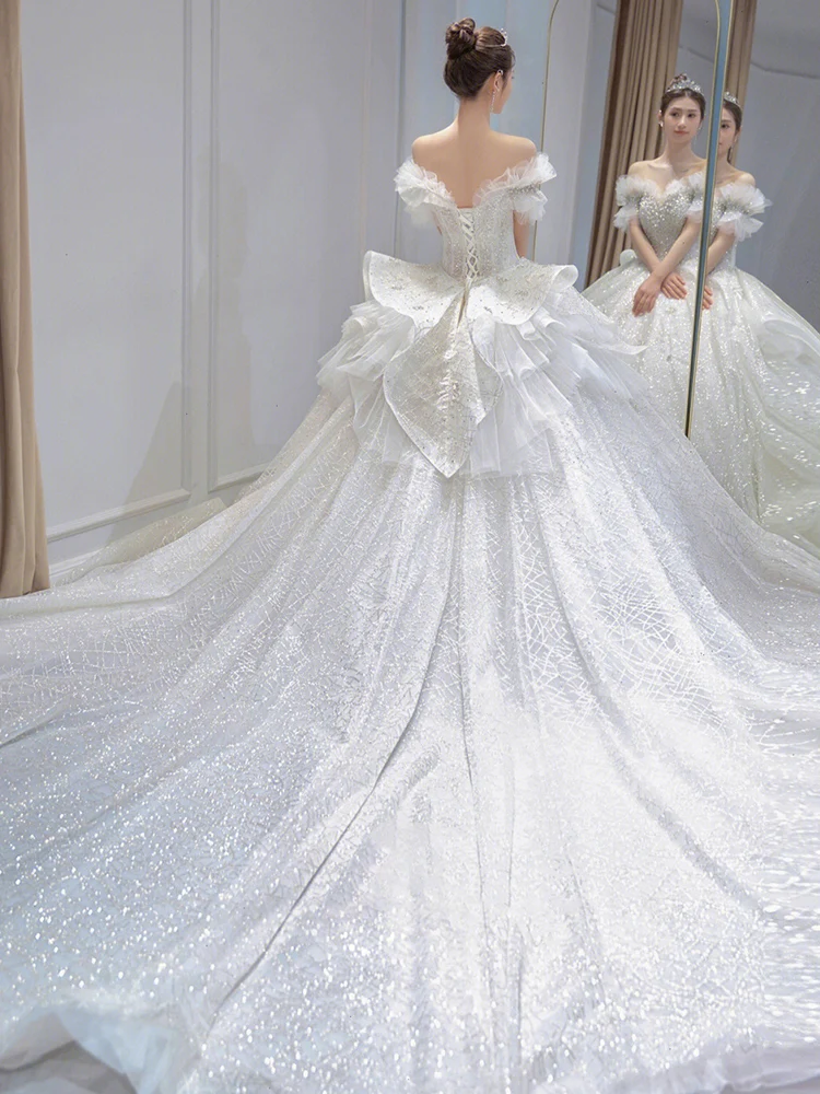2024 роскошное свадебное платье с открытыми плечами аппликацией для беременных