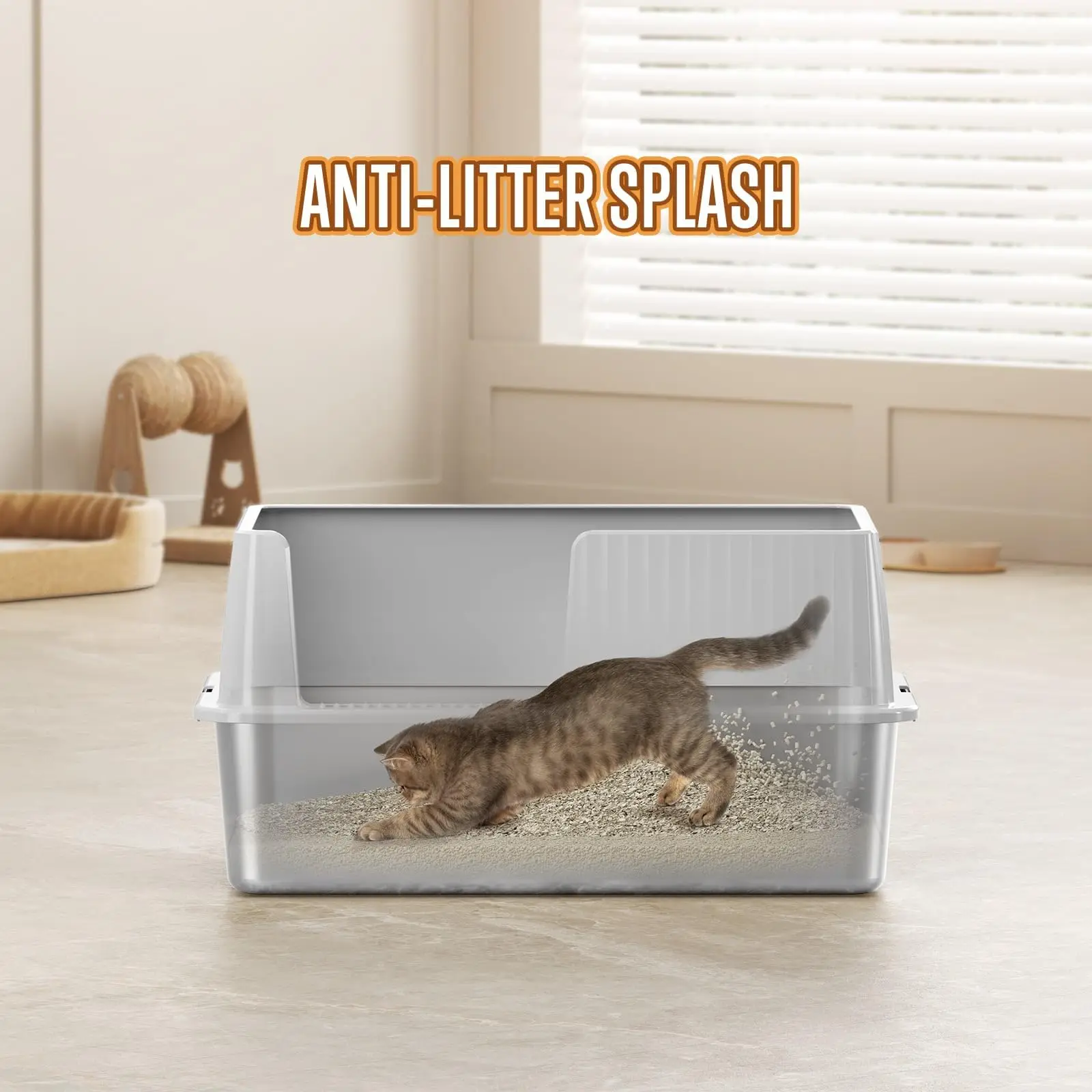 Контейнер для кошачьего туалета из нержавеющей стали антипригарный бокс с