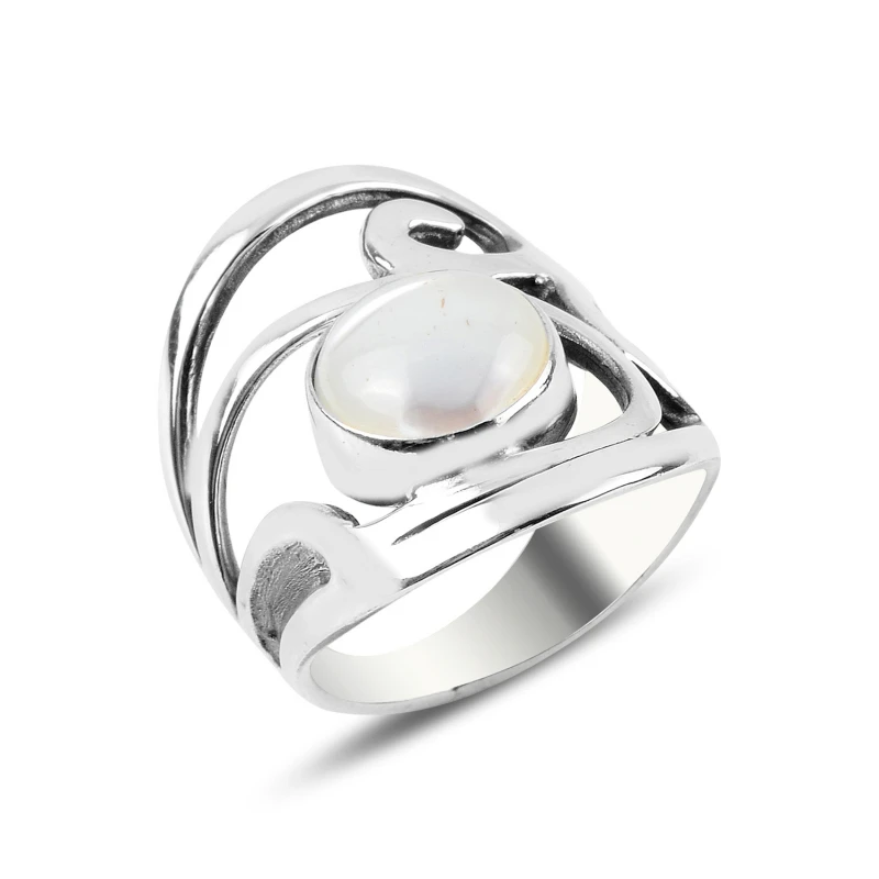 

Silver 925 Sterling Pearl Stone Handwork Ring