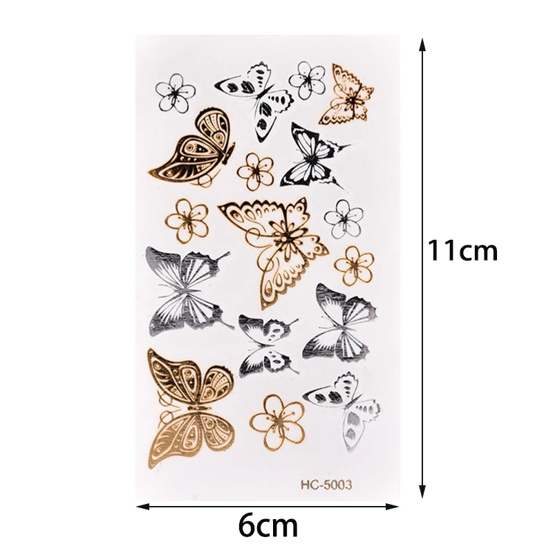 11*6cm Gold Butterfly 3d Temporary Tattoo Body Art Flash Tattoo Stickers Waterproof Tatoo Home Decor Wall Sticker