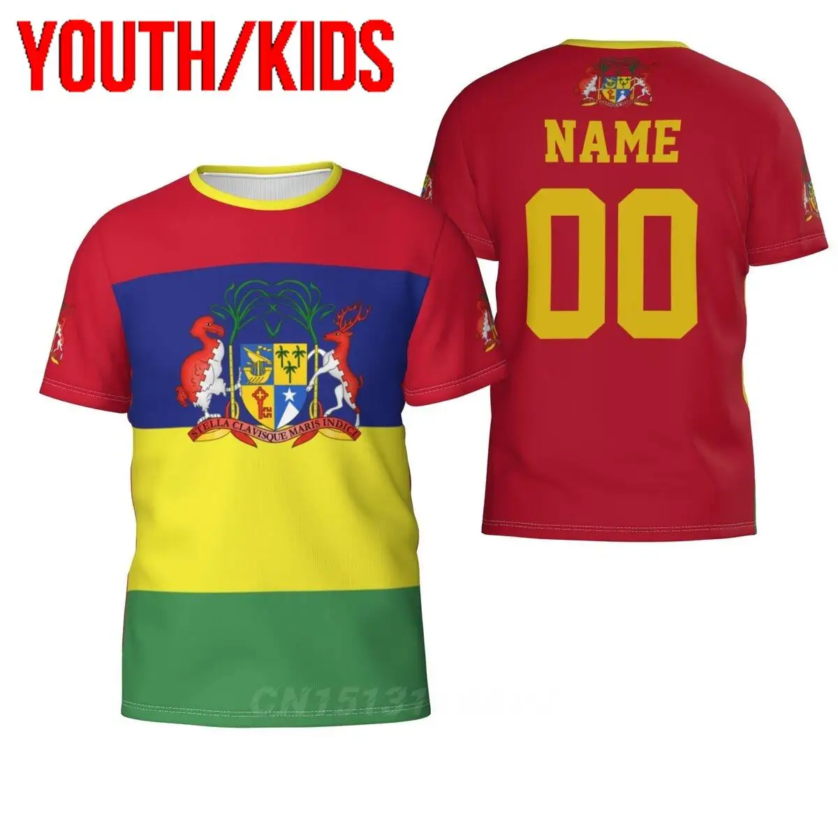 

Youth Kids Custom Name Number Mauritius Country Flag 3D T-shirts Clothes T shirt Boy Girl Tees Tops Birthday Gift US Size