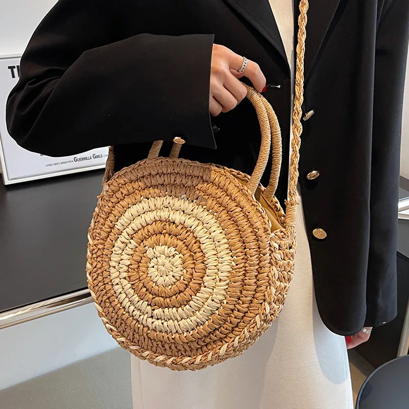 

Women's Bag 2022 New Fashion Niche Design Straw Woven Portable Small Round Bag Designer Handbags High Quality