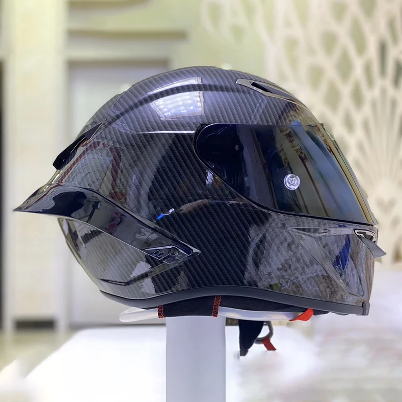 Мотоциклетный шлем на все лицо глянцевый черный гоночный из стекловолокна с