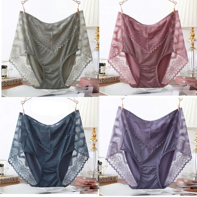 

4 шт./лот, женское нижнее белье большого размера, сексуальные ажурные летние трусики, мягкое нижнее белье из вискозы, женские прозрачные круж...