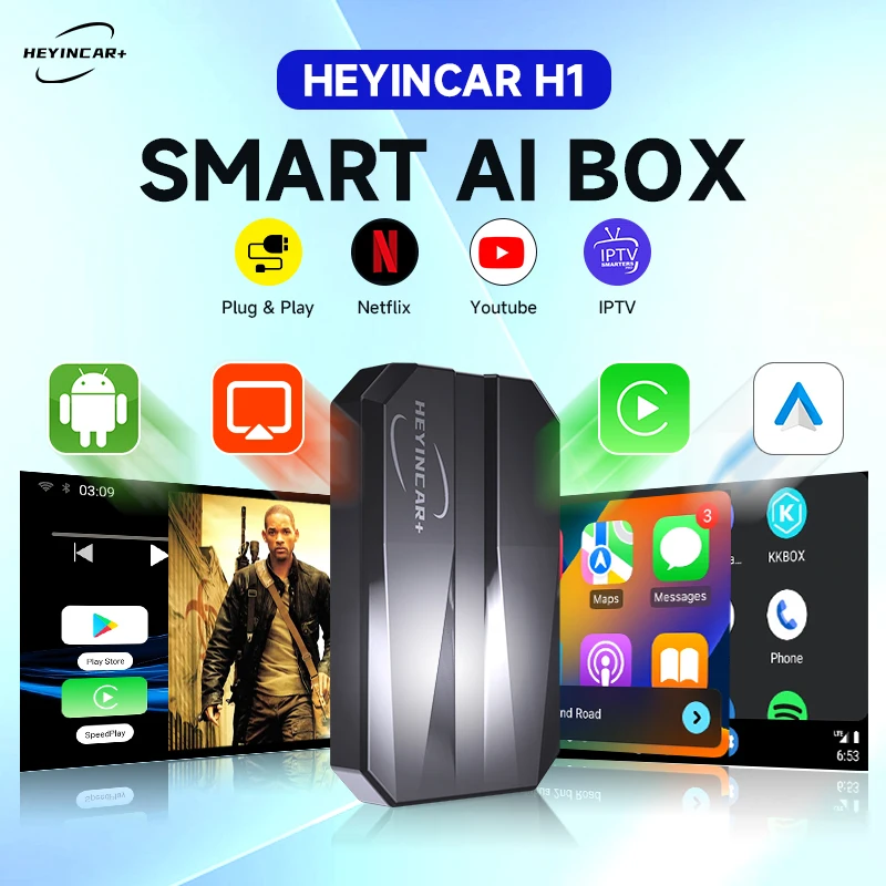 

HEYINCAR H1 Smart Ai Box Wireless Android Auto CarPlay Netflix YouTube IPTV For Volvo Hyundai MG VW Mazda Toyota Kia Benz Ford
